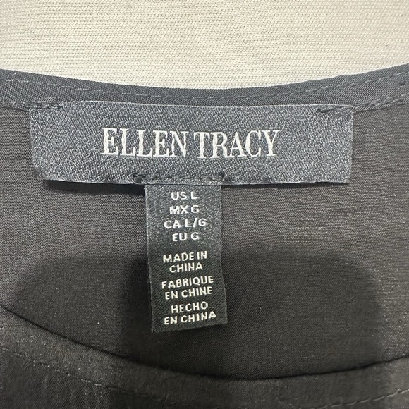 Ellen Tracy Womens Black Studded Crinkle Dress L Retail $109 NWT - Picture 3 of 10